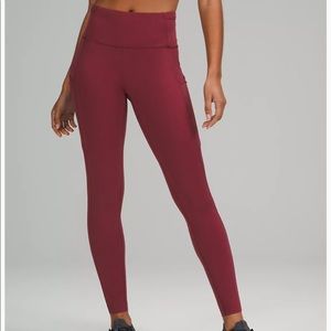 Lululemon Fast and Free Brushed Fabric High-Rise Tight 28". Mulled Wine size 4